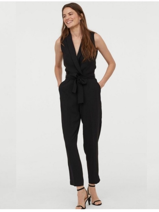 H&M Pants - H&M black sleeveless wrapover front jumpsuit NWT sz 10